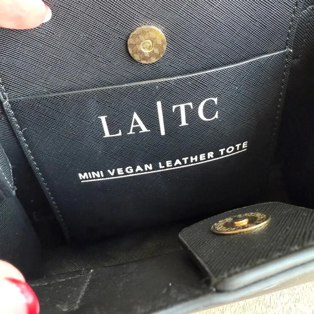 LA|TC RAD Milano Mini Vegan Leather Tote Structured Satchel Black‎ Shoulder Bag